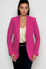 PAULA RYAN Long-line Boyfriend Jacket - Microjersey Electric Pink