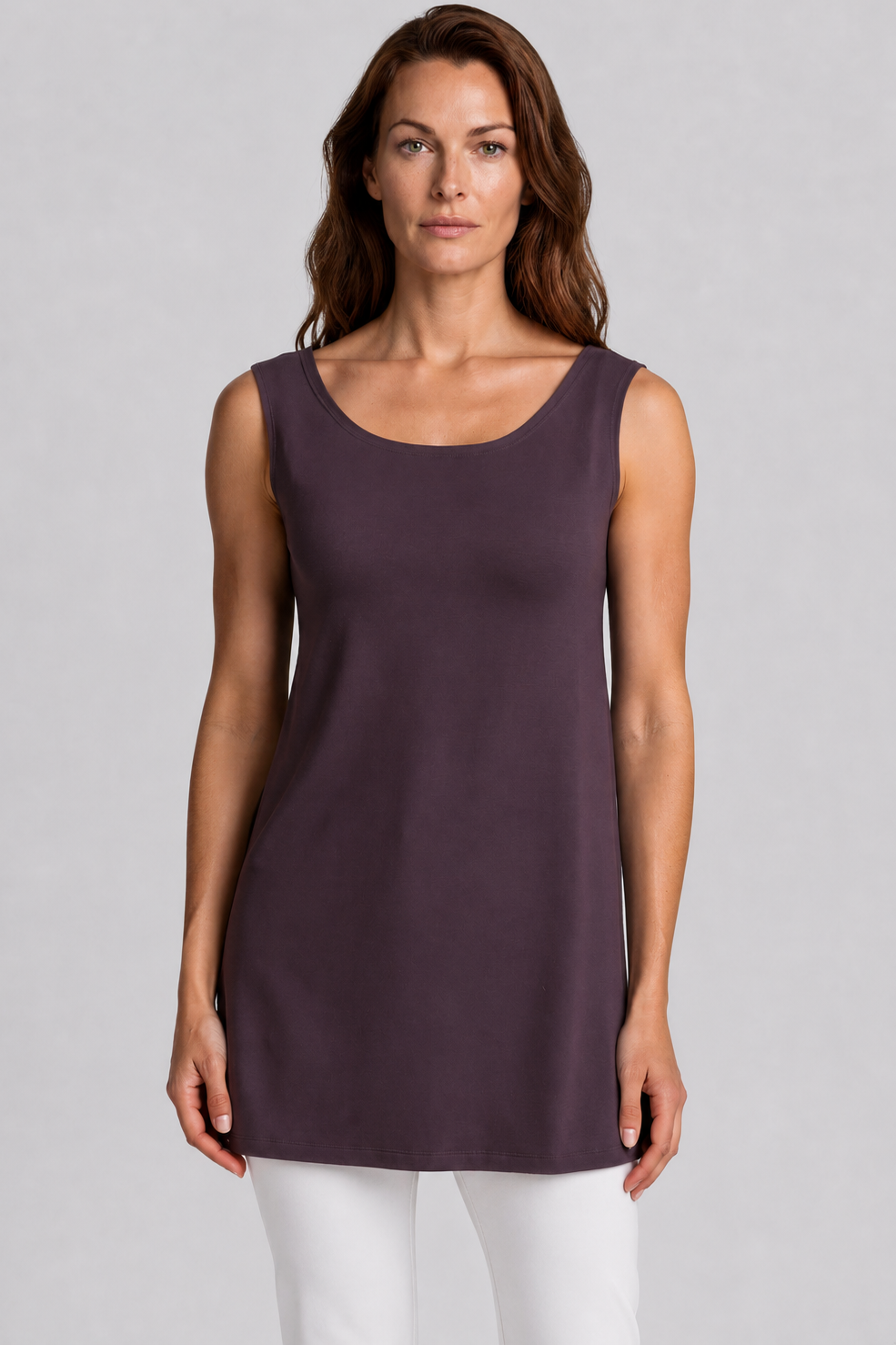 PAULA RYAN Loose Fit Singlet - Cocoa Plum Merino