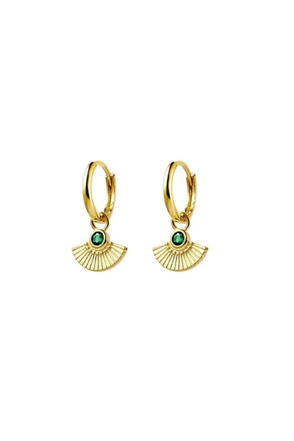 Luna Earring with Green Stone