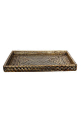 Rattan Rectangular Tray Medium - Antique Brown