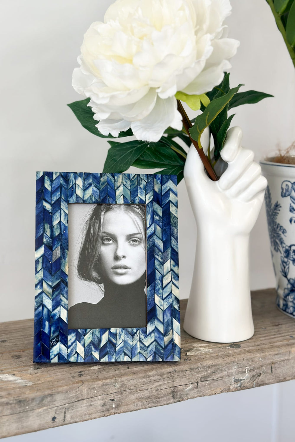 Indigo Blue Bone Inlay Photo Frame