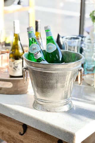 Champagne Bucket, Wide Oval With Rattan Handles