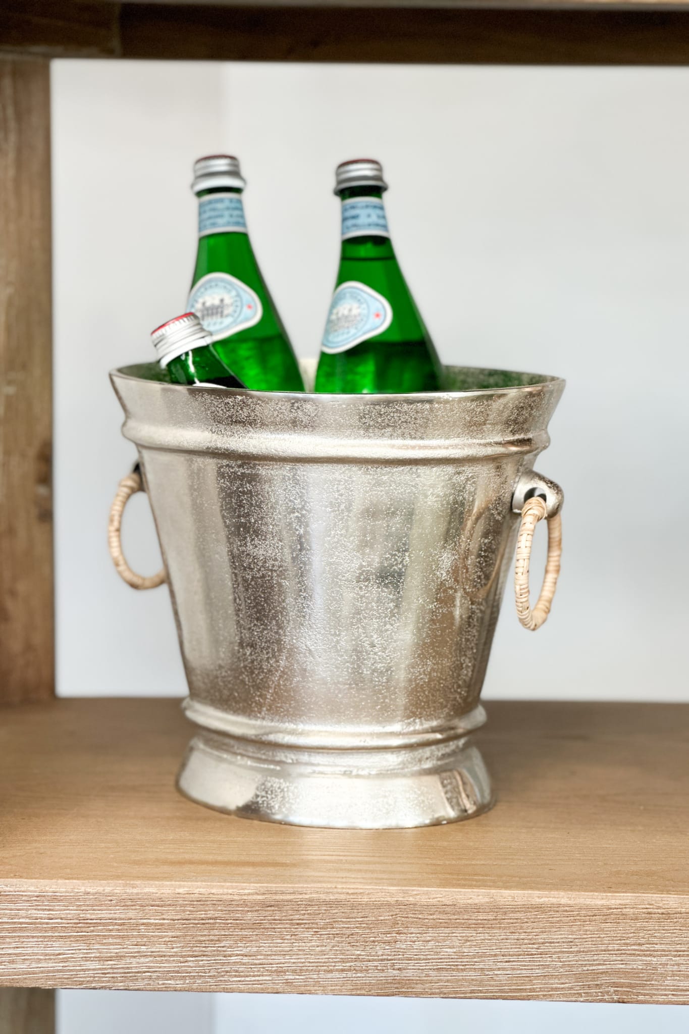 Champagne Bucket, Wide Oval With Rattan Handles - Magpie Style