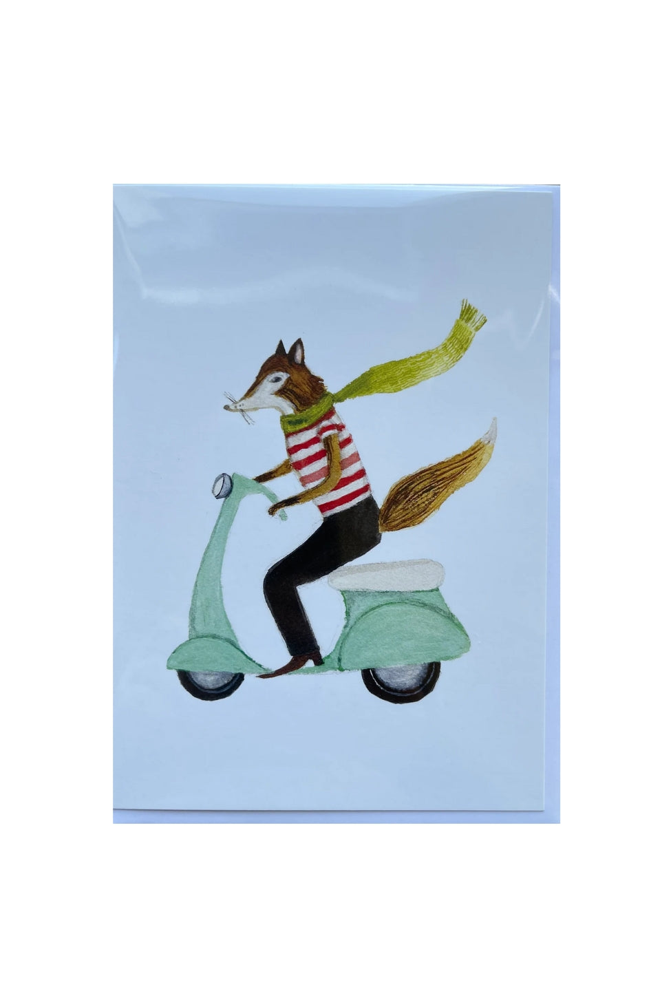 Card - Fox on Scooter - Magpie Style