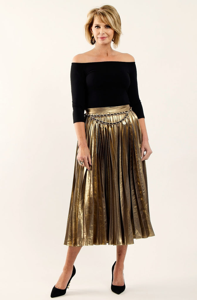 TRELISE COOPER Heart Pleats For Love Skirt - Gold - Magpie Style