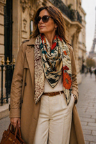 Wool & Silk Scarf Scarf - Heloise Pivoines Orange - Magpie Style
