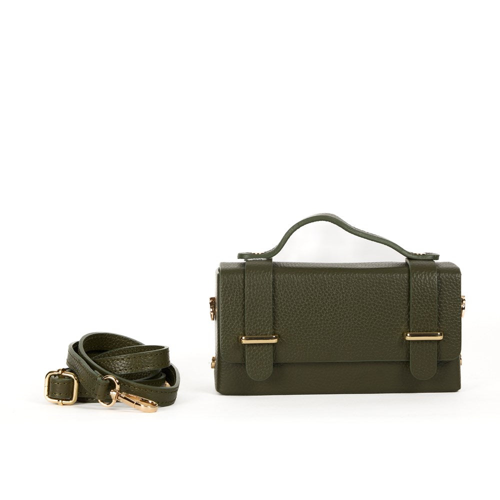 Margot Leather Clutch - Moss - Magpie Style