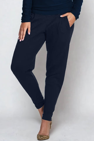 PAULA RYAN ESSENTIALS Ankle Pleat Merino Basque Pant - Navy