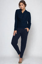 PAULA RYAN ESSENTIALS Ankle Pleat Merino Basque Pant - Navy - Paula Ryan