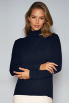 PAULA RYAN Easy Fit Polo Neck Top - Merino Navy - Paula Ryan