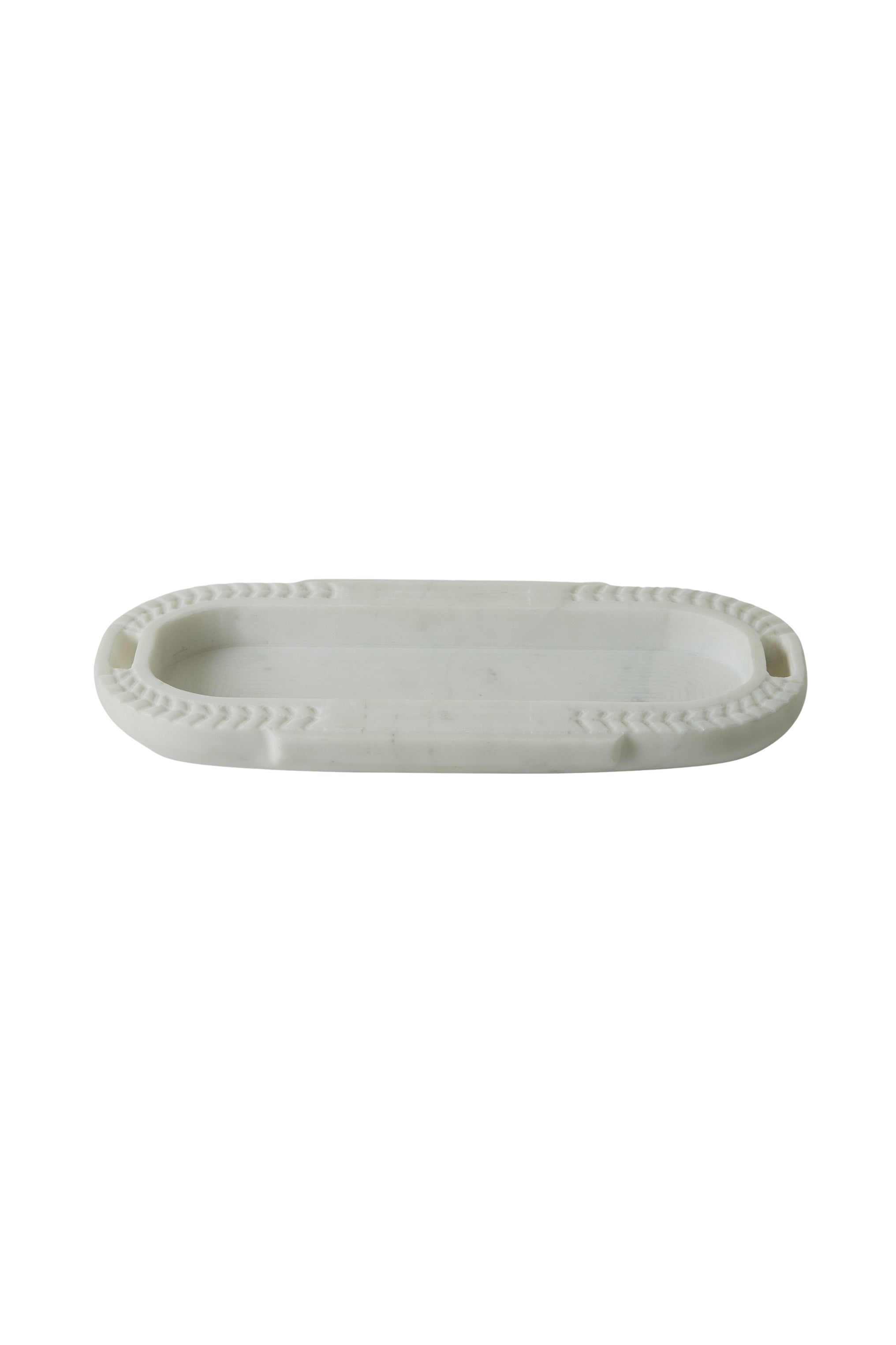 Bharat Carved Oval Marble Tray - Magpie Style