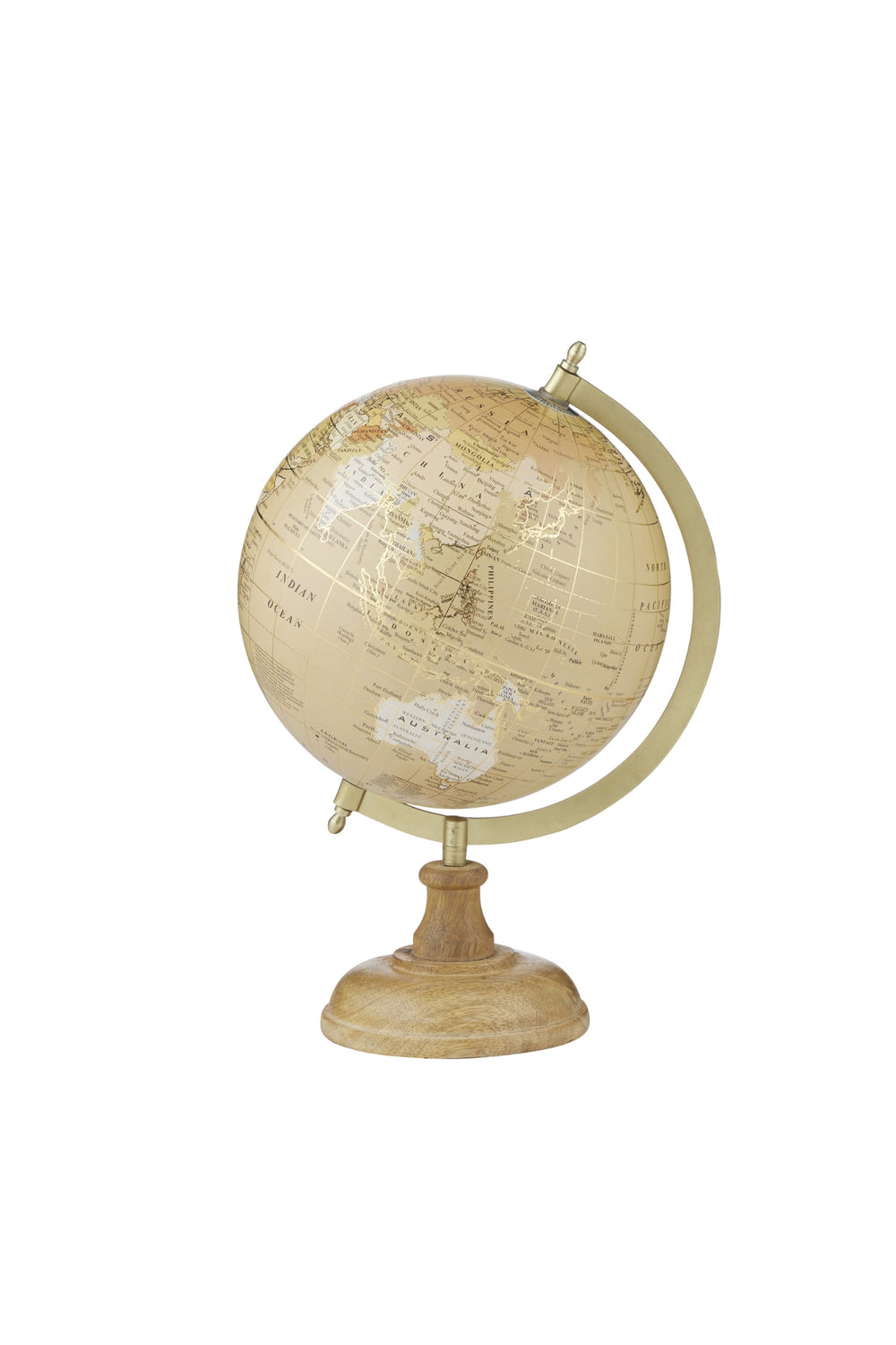 Cream World Globe on Timber Stand