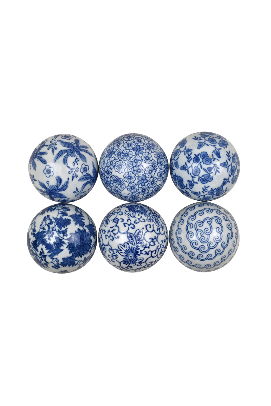 Ceramic Ball Blue/ White 10cm - Petite Pansies