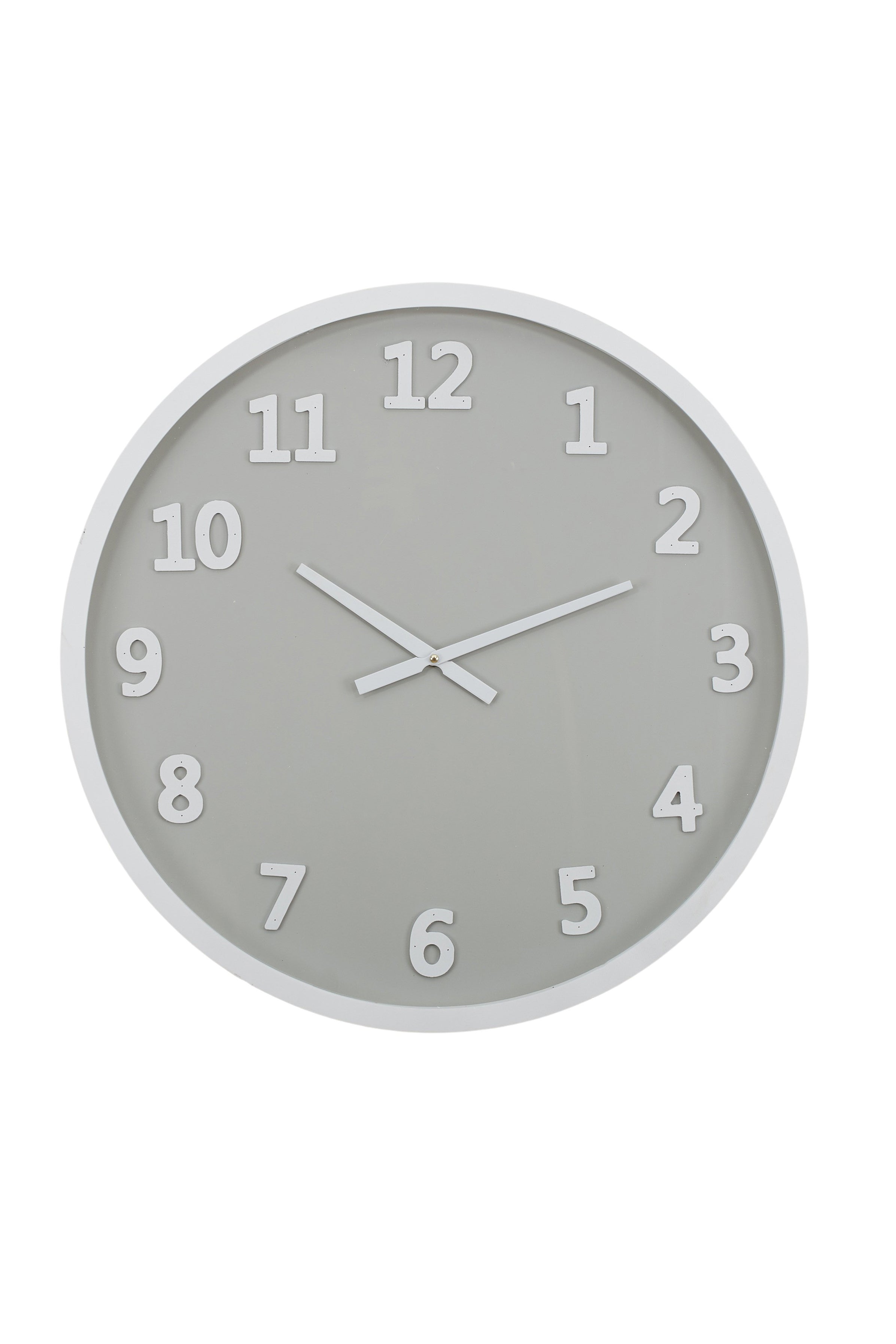 Clock 60cm Diam. White/ Grey Wood - Magpie Style