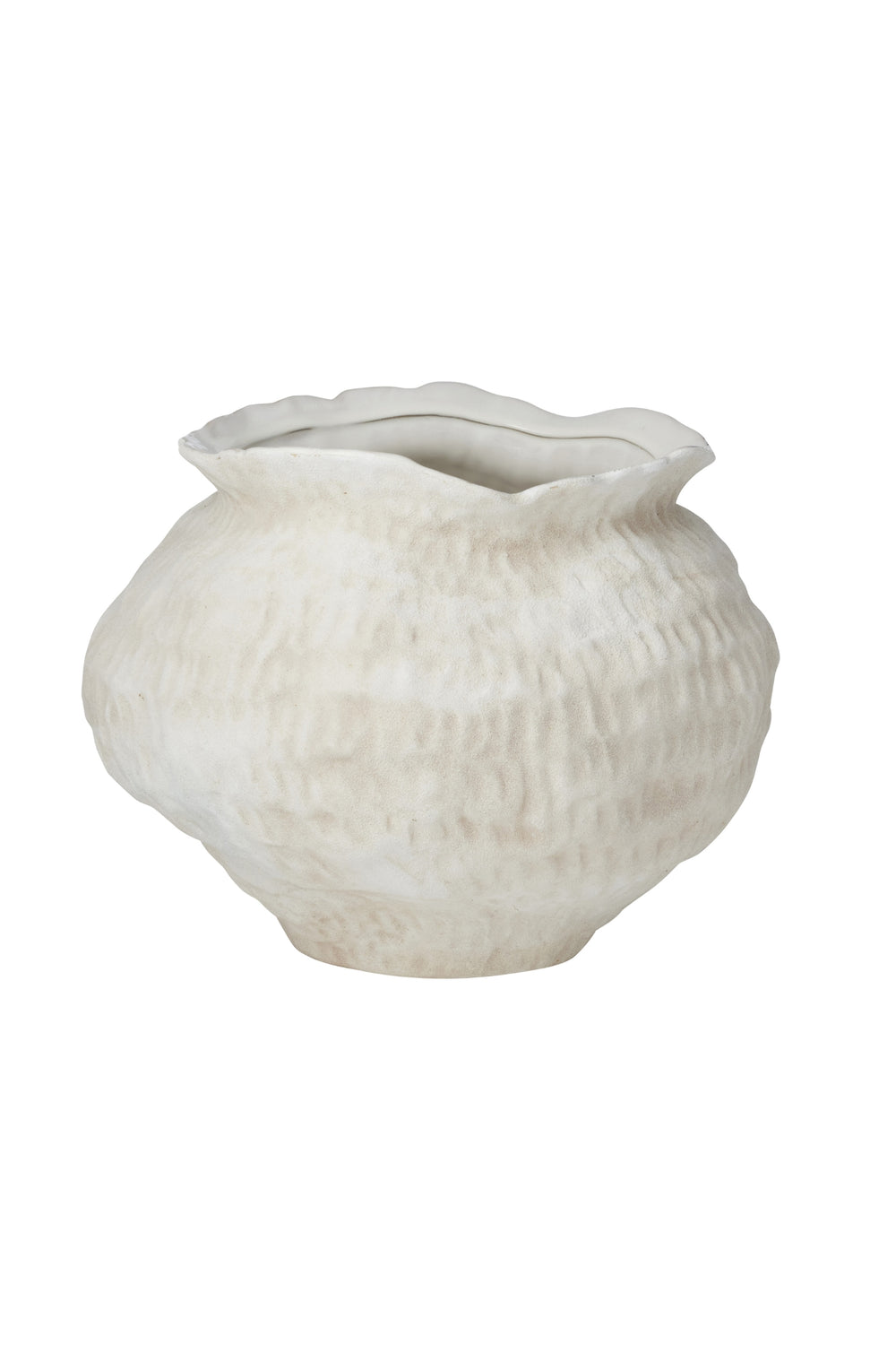 Cream Textured Scallop Rim Vase