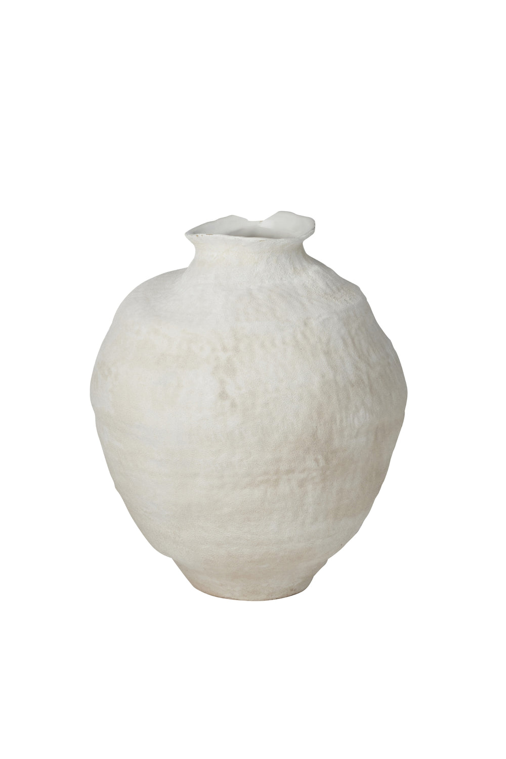 Cream Textured Waved Rim Vase
