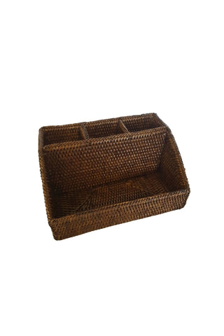 Rattan Office Organiser - Antique Brown