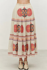 DEVOTION TWINS Oylmpia Midi Skirt - Red/Orange