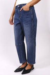 Toni Barrel Jeans - Blue Denim