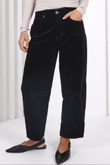 Toni Barrel Cord Jeans - Jet Black