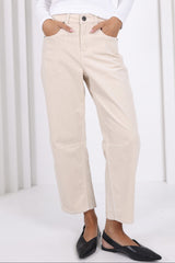 Toni Barrel Cord Jeans - Pearl