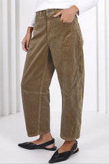Toni Barrel Cord Jeans - Sage