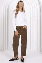 Toni Barrel Cord Jeans - Sage - Magpie Style