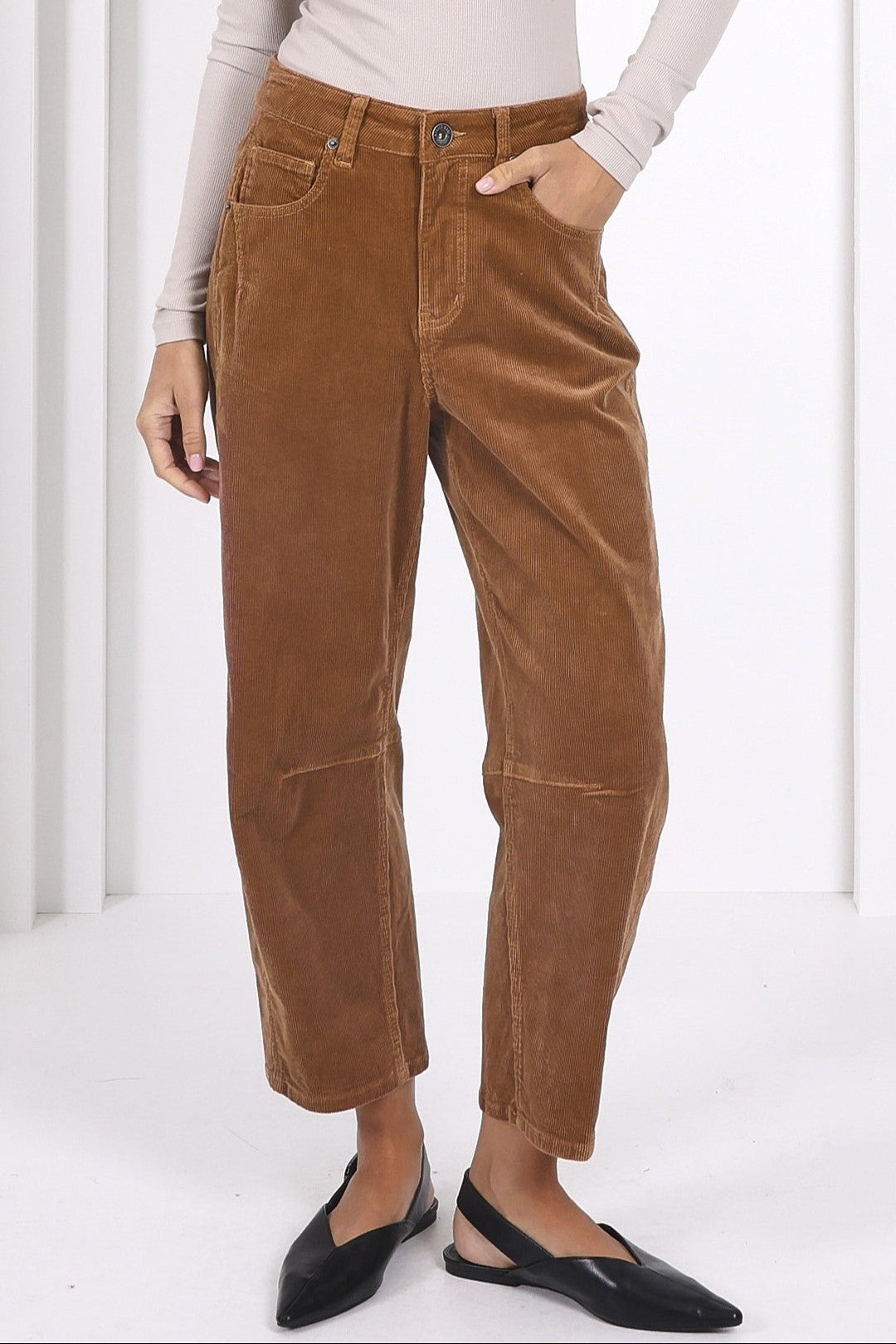365 DAYS Toni Barrel Cord Jeans - Tan - Magpie Style