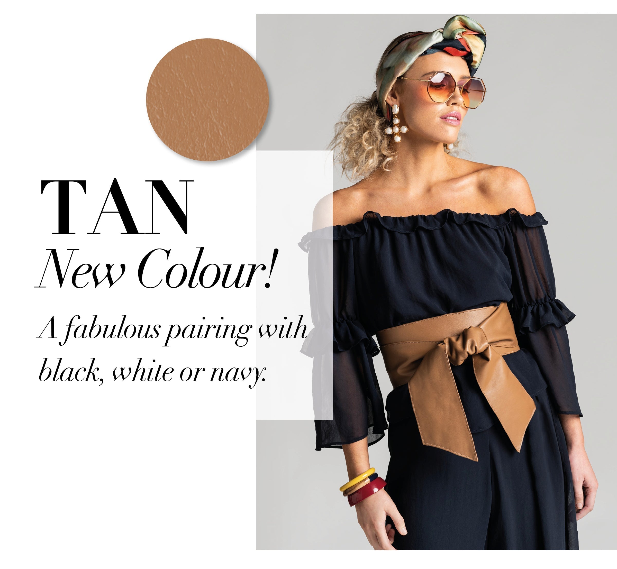 PAULA RYAN Soft Leather Wrap Belt - Tan - Paula Ryan