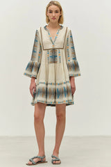 DEVOTION TWINS Paradise Short Dress - Blue/Camel