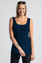 PAULA RYAN ESSENTIALS Easy Fit Singlet - Merino - Navy - Paula Ryan