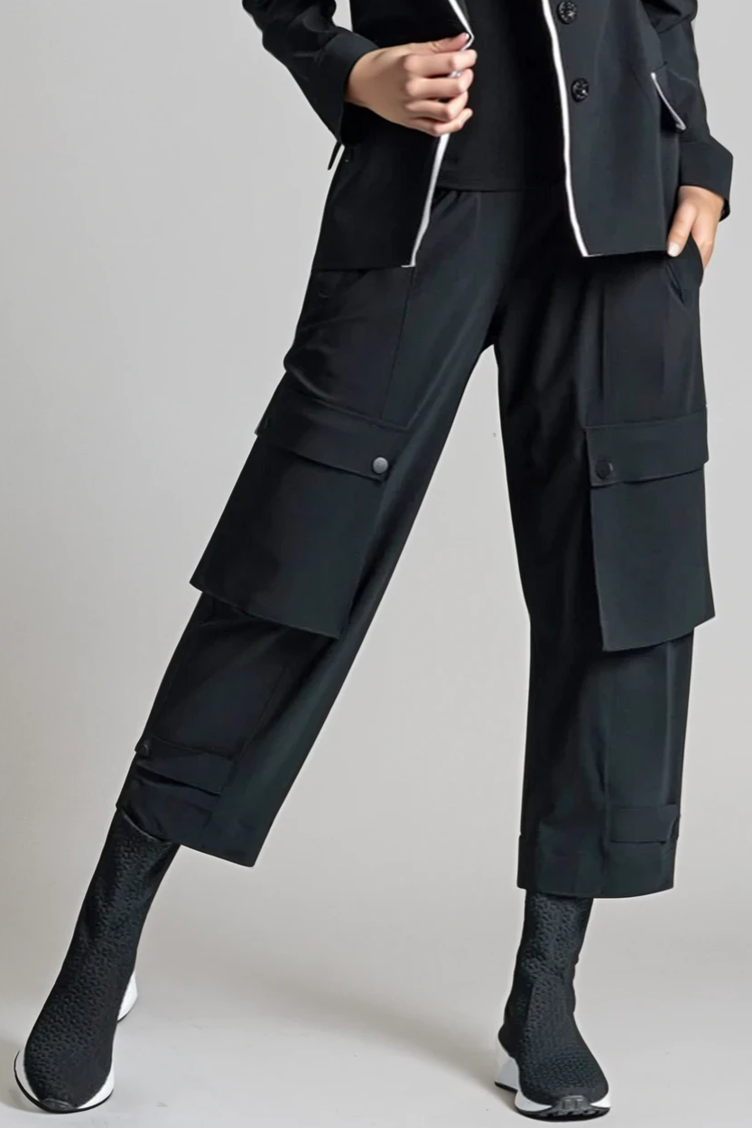 PAULA RYAN Wide Leg Kyoto Pant - Black Microjersey