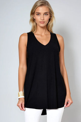 PAULA RYAN Long Layering Singlet Microjersey - Black