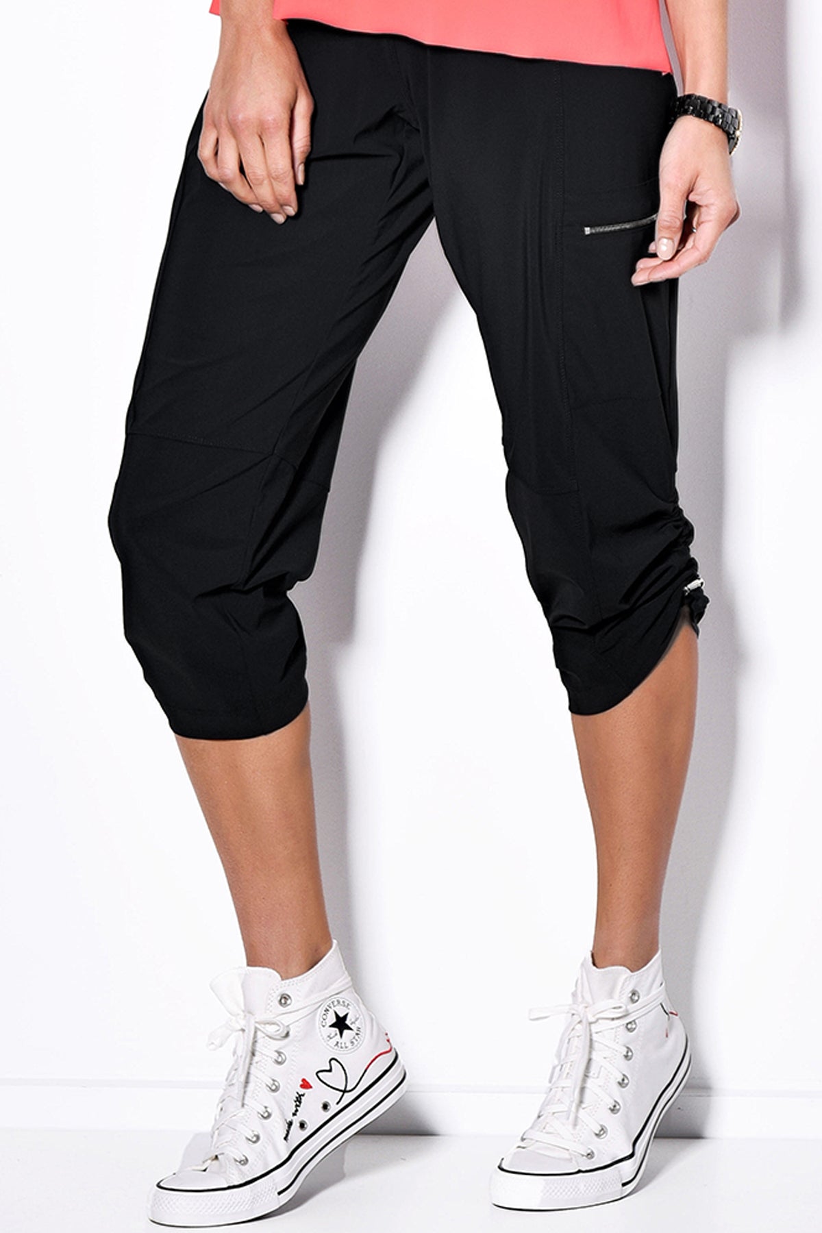 PAULA RYAN Toggled Clam Digger - Microjersey - Black - Paula Ryan