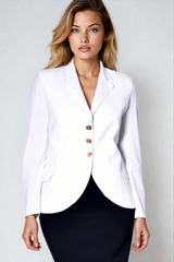 PAULA RYAN Classic Waisted Jacket - White - Bonded Microjersey