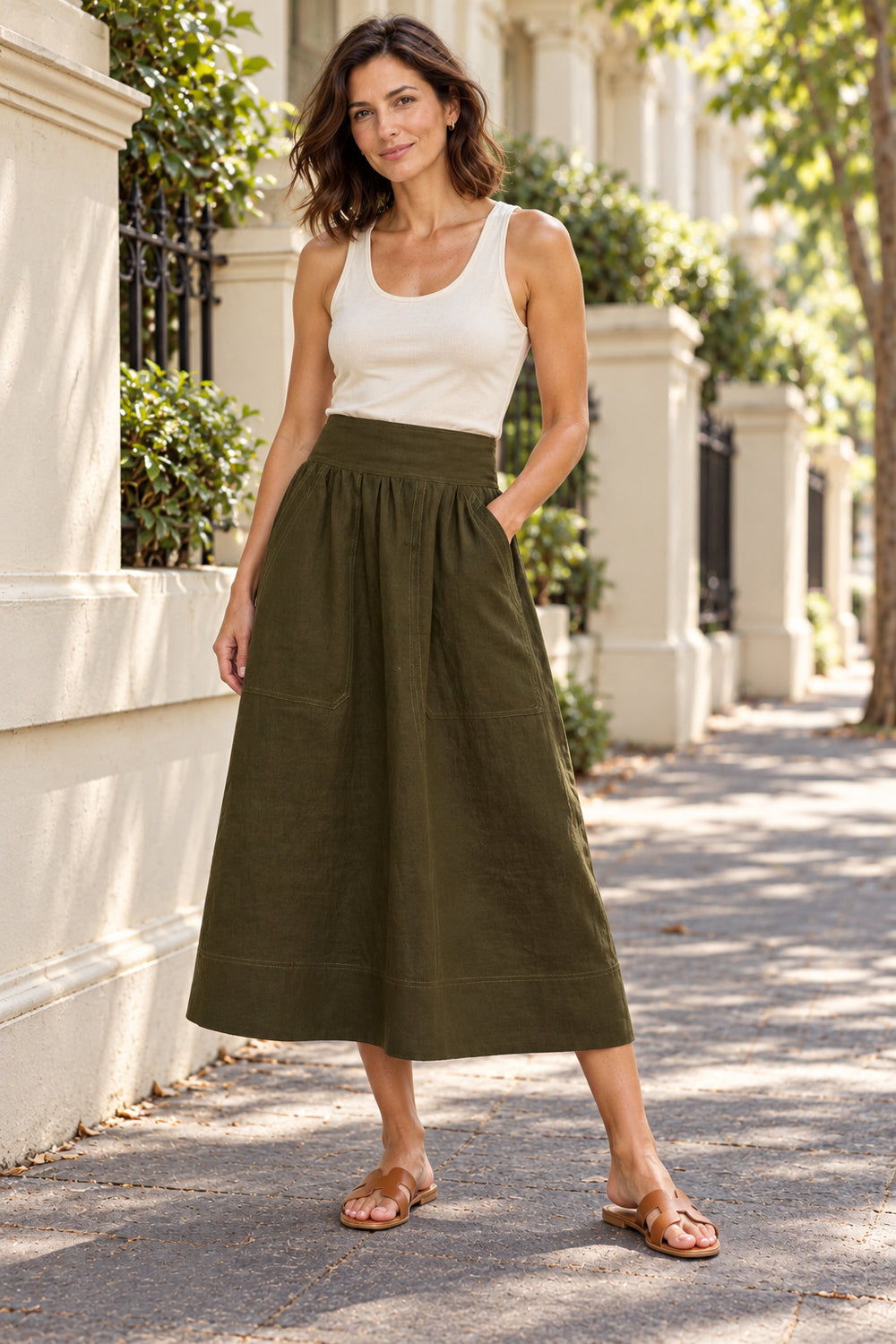 365 DAYS Marion Linen Skirt - Khaki