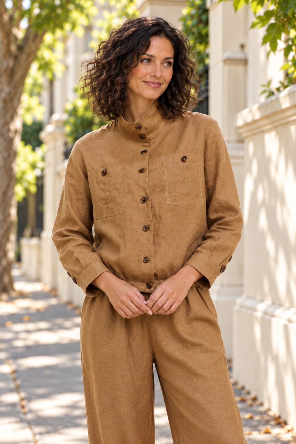365 DAYS Rowan Linen Bomber Jacket - Toffee