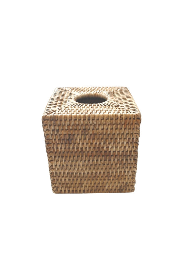 Square Tissue Box Cover, Rattan - Magpie Style