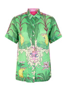 PLACE DU SOLEIL Green Birds Blouse - Green Multi - Magpie Style