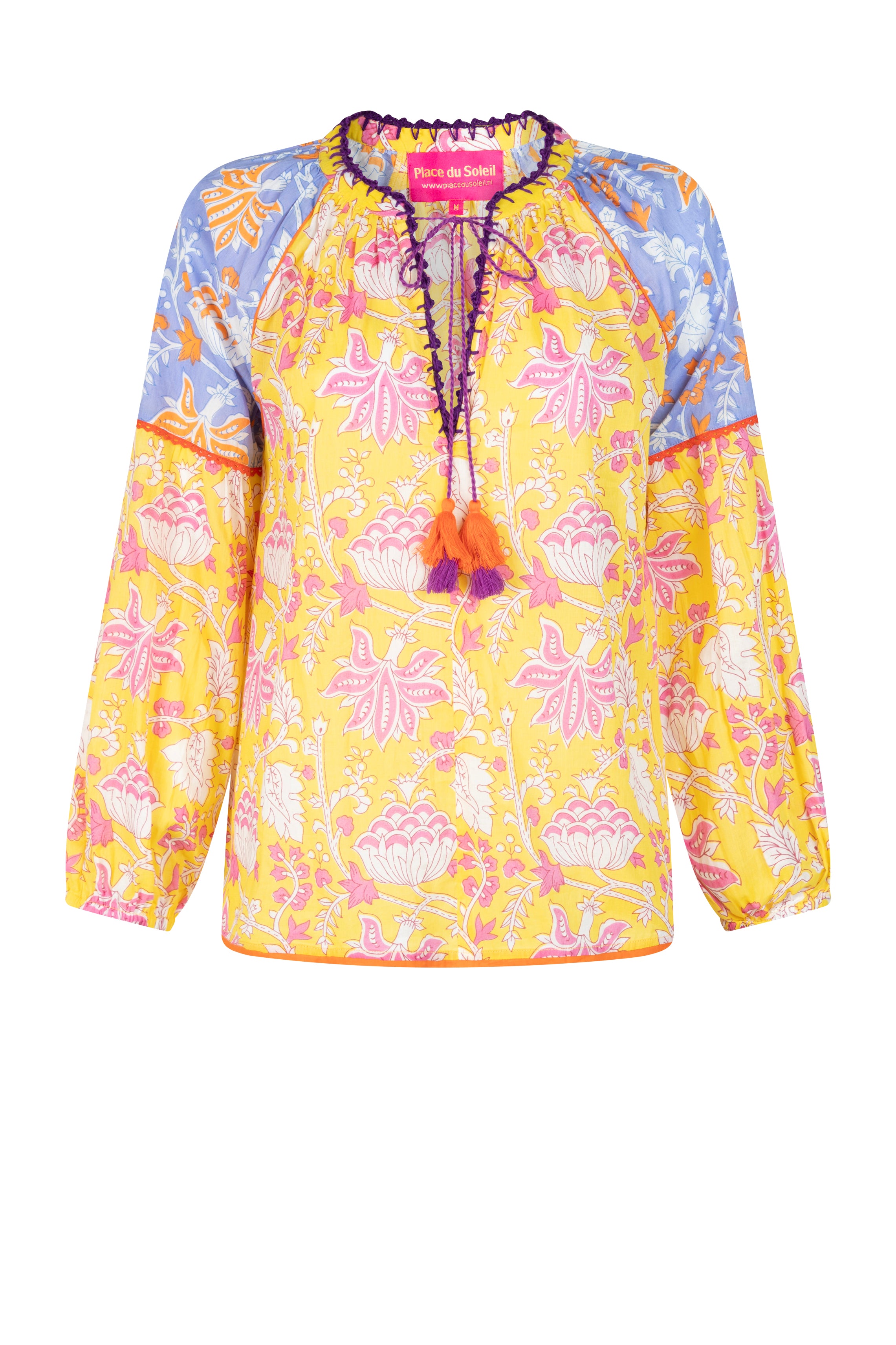 PLACE DU SOLEIL Lila Print Top - Yellow - Magpie Style