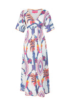 PLACE DU SOLEIL Rosa Blue Bird Long Dress - Multi - Magpie Style