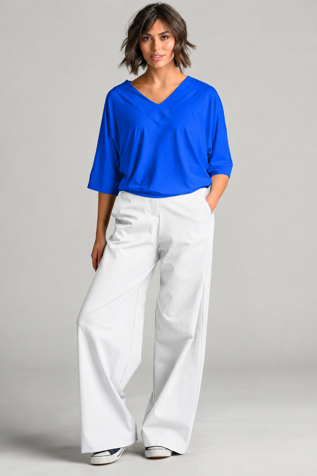 PAULA RYAN V Neck Cloud Top - Santorini EcoVero - Paula Ryan