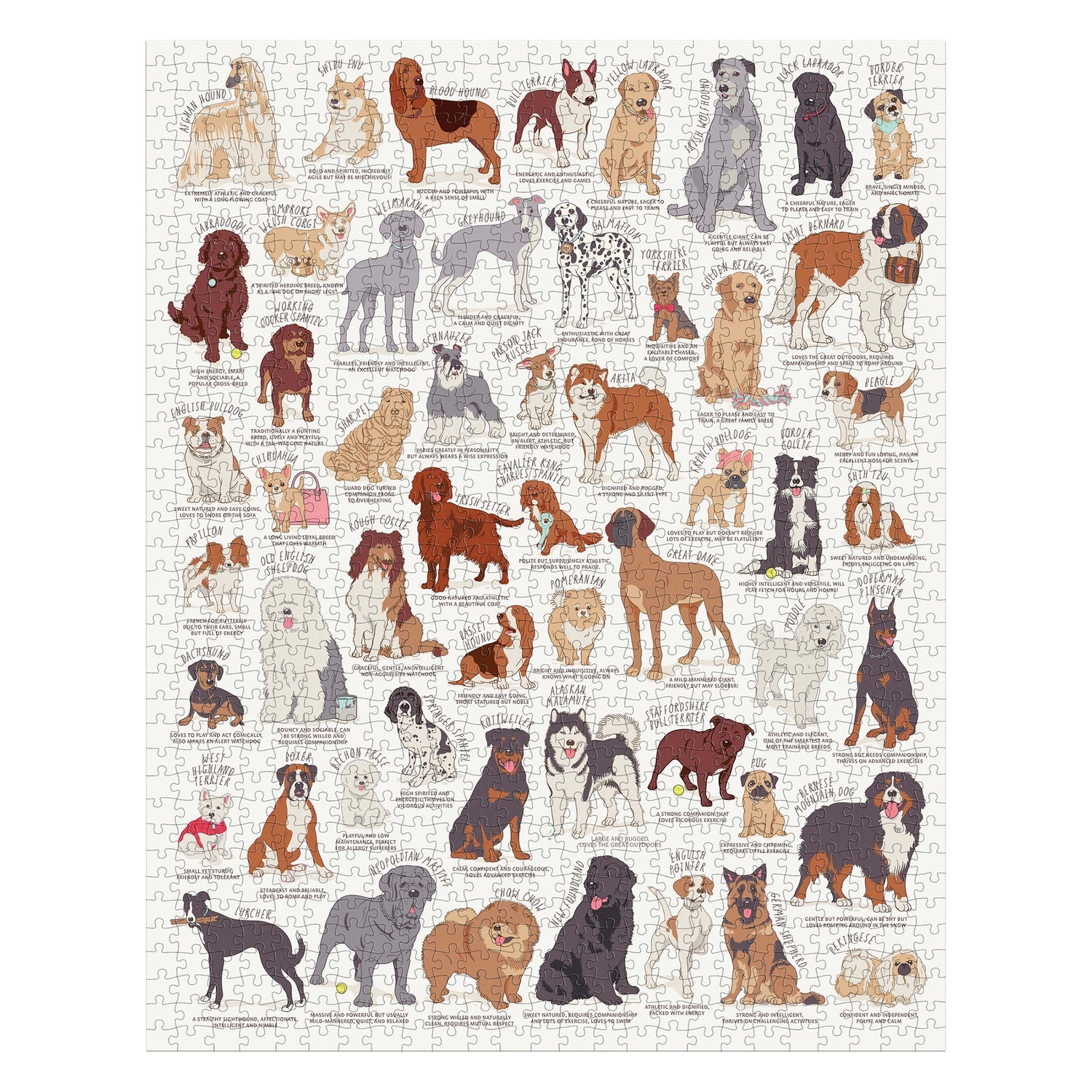 Completed dog illustration jigsaw puzzle