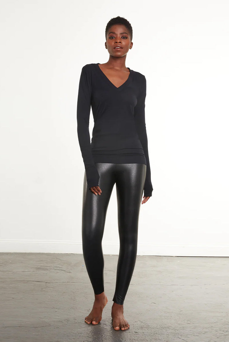 COMMANDO Faux Leather Legging - Black - Magpie Style
