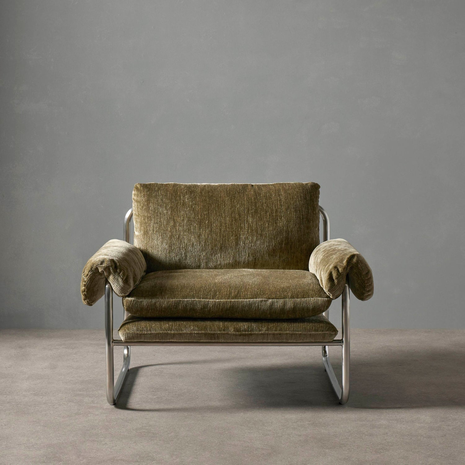 Zeke Armchair - Green & Chrome