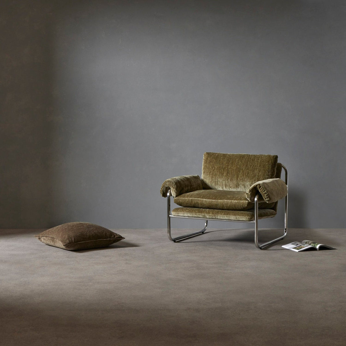 Zeke Armchair - Green & Chrome