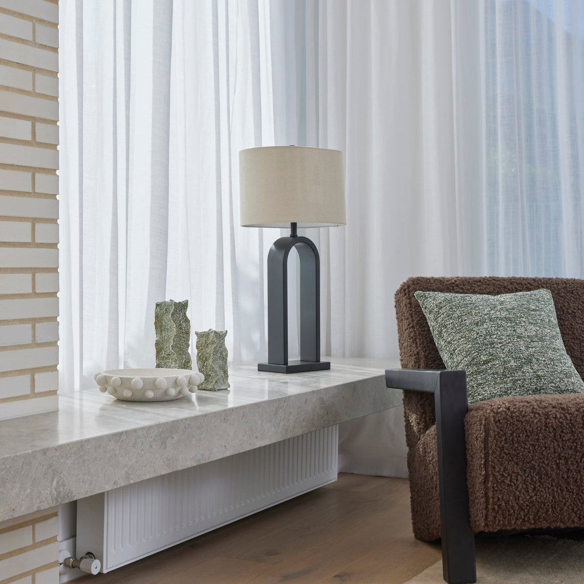 Reed Table Lamp - Taupe & Black - detail or styling view 4