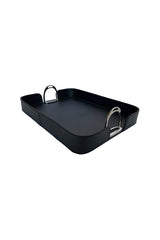 Black Leather Tray with Stirrups