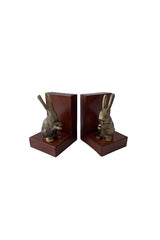 Rabbit Bookends - Tan Leather