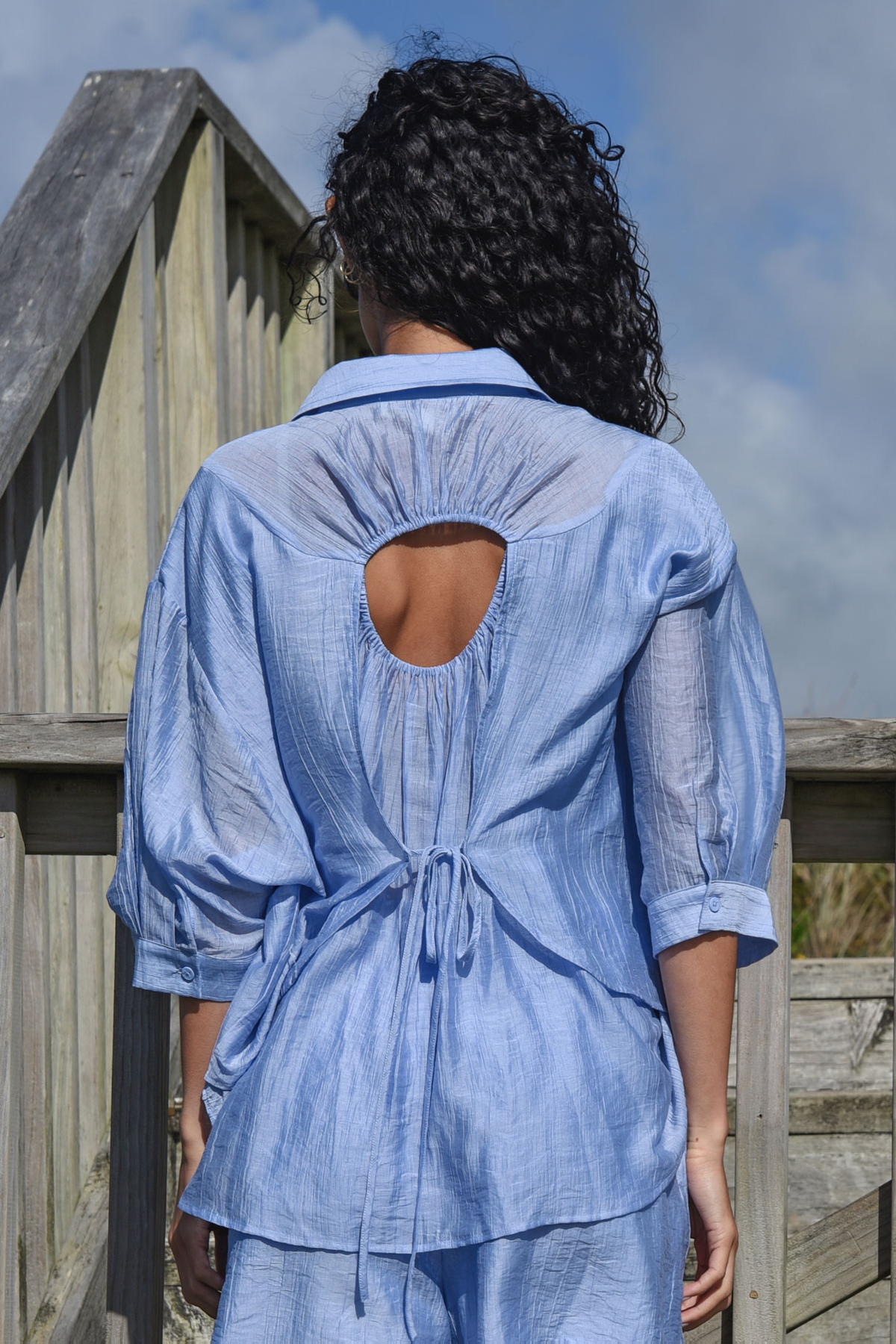 COOPER Unbuttoned + Unbothered Shirt - Cornflower Blue – additional product view